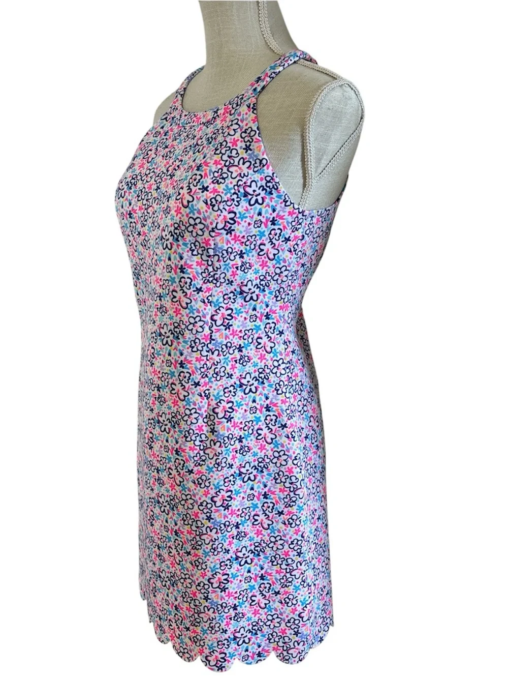 Lilly Pulitzer Girls Floral Halter Sheath Dress in Pink & Blue Sz/16 Woman/S